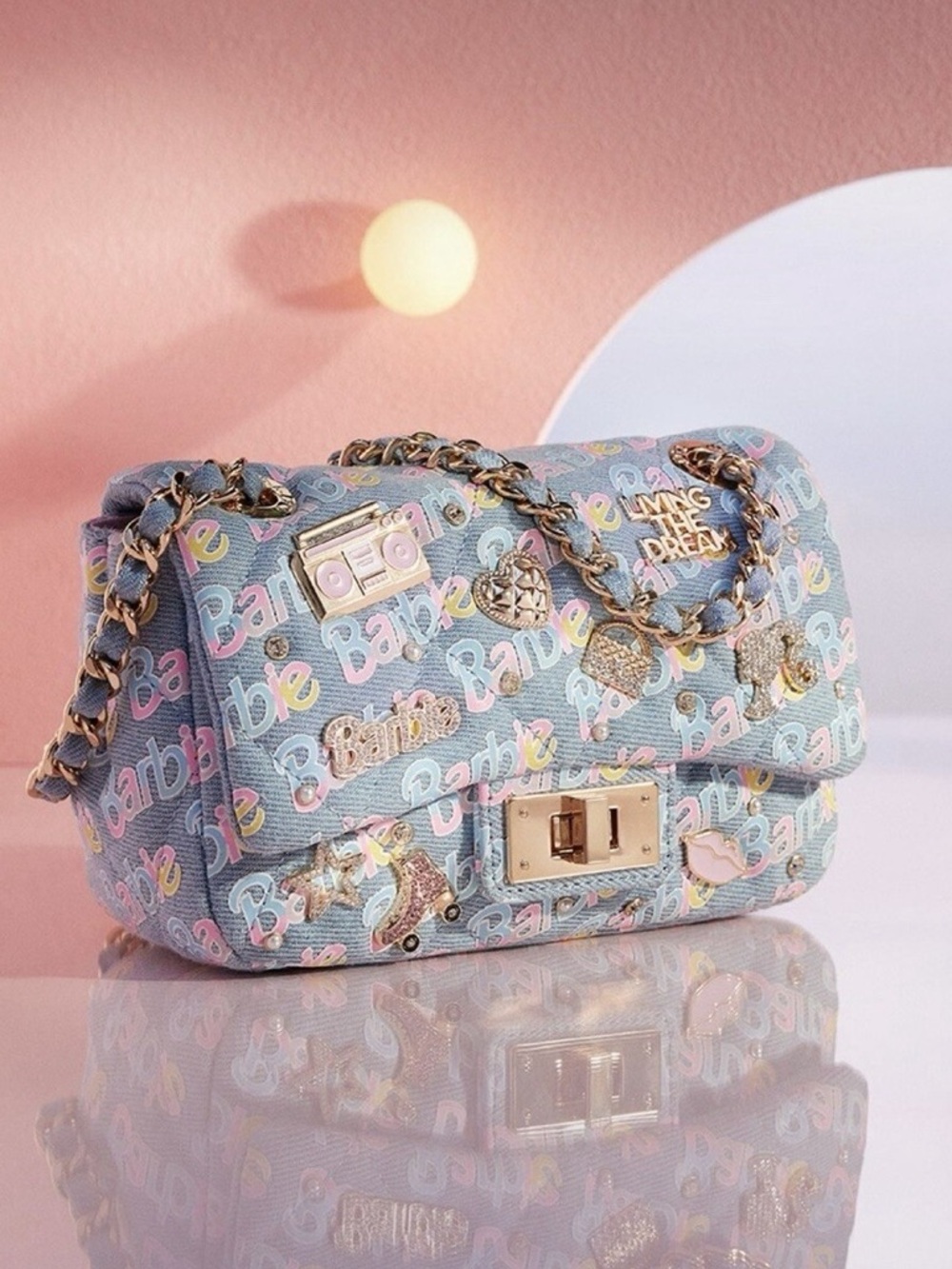 ALDO x Barbie denim plush crossbody shoulder purse in blue - NWT